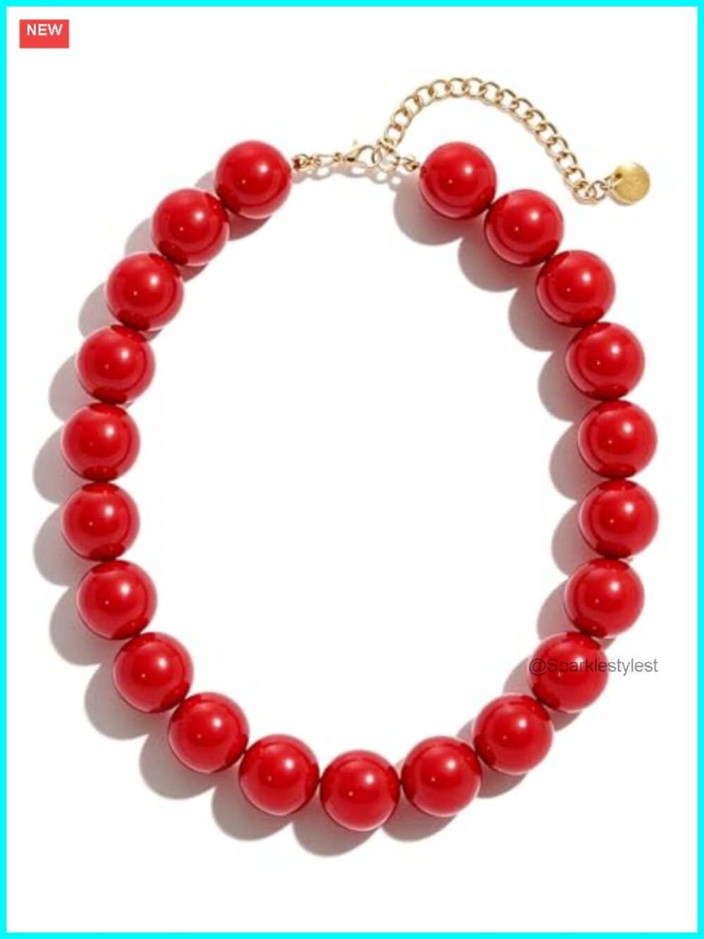 Chunky Beaded Necklace 20mm Resin Bead Choker Adjustable Boho Statement